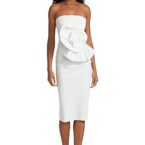 CHIARA BONI LA PETITE ROBE Hebe Strapless Ruffle Sheath Dress In White